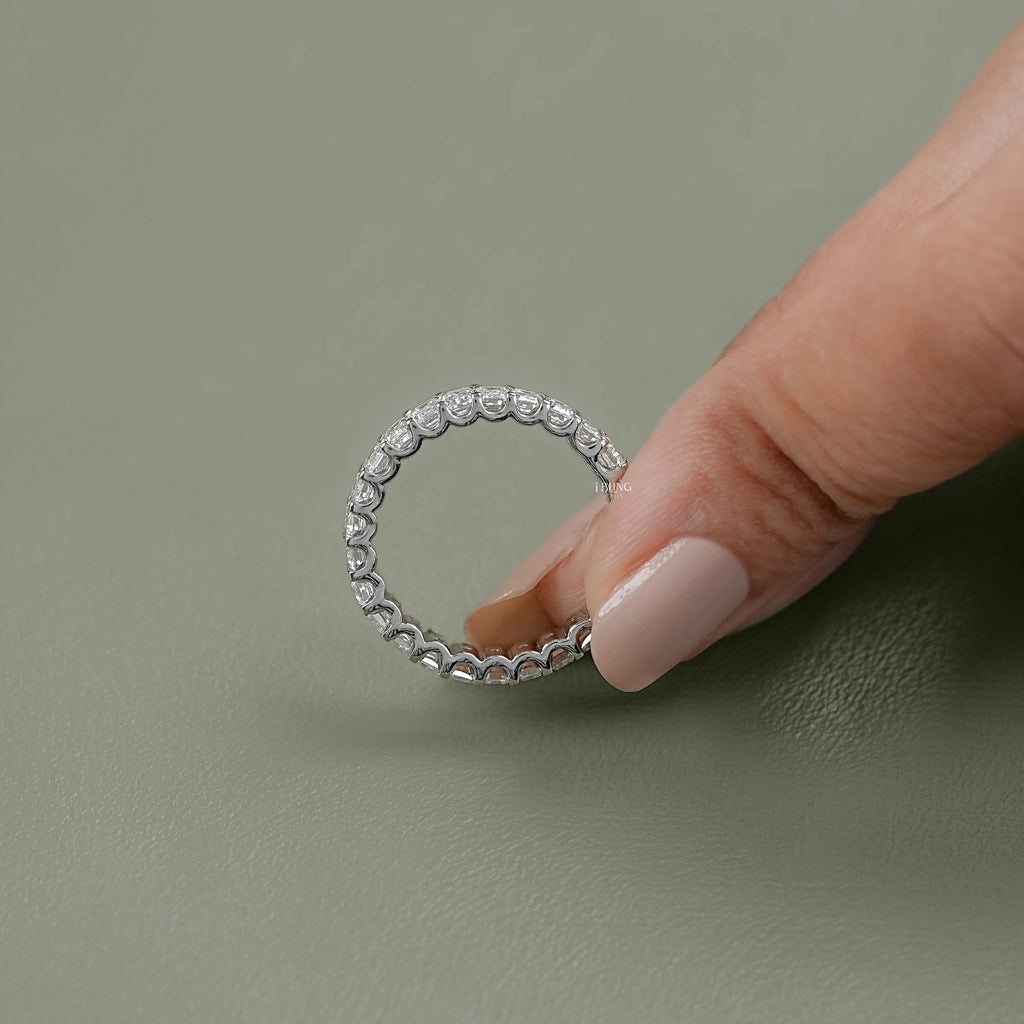 Emerald Cut Lab Diamond Full Eternity Wedding Band