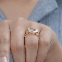 Bezel East West Set Emerald Diamond Ring