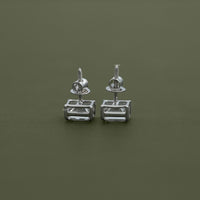 Emerald Lab Diamond Stud Earrings