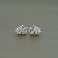 Pear And Emerald Diamond Toi Moi Stud Earrings