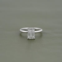 Emerald Lab Diamond Solitaire Engagement Ring