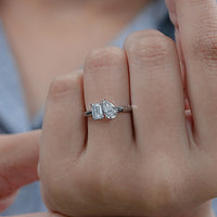 Pear And Emerald Diamond Toi Et Moi Wedding Ring