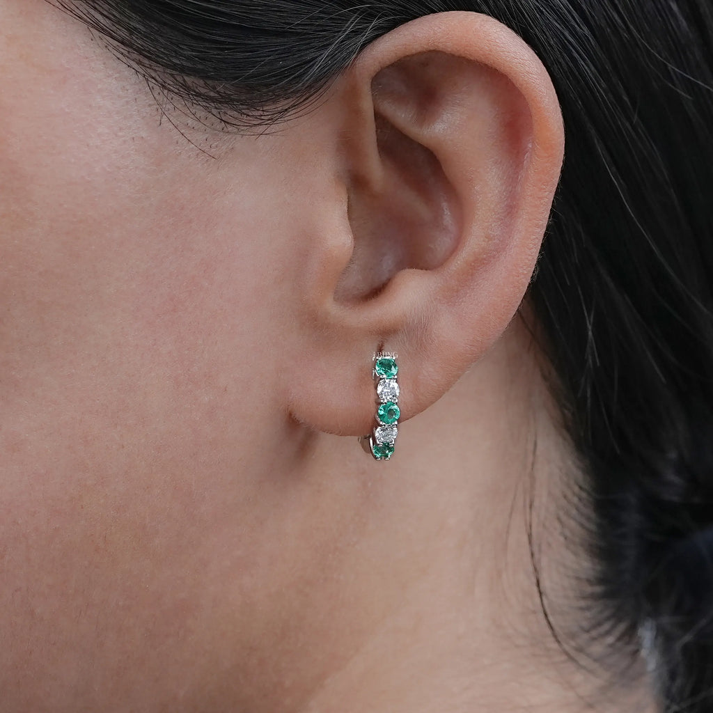 Lab Diamond And Gemstone In-Out Hoop Earrings