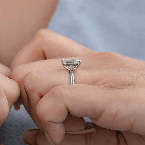 Emerald Lab Diamond Solitaire Engagement Ring