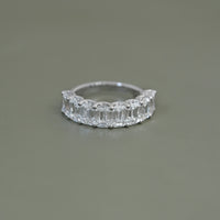 Emerald Diamond Half Eternity Wedding Band