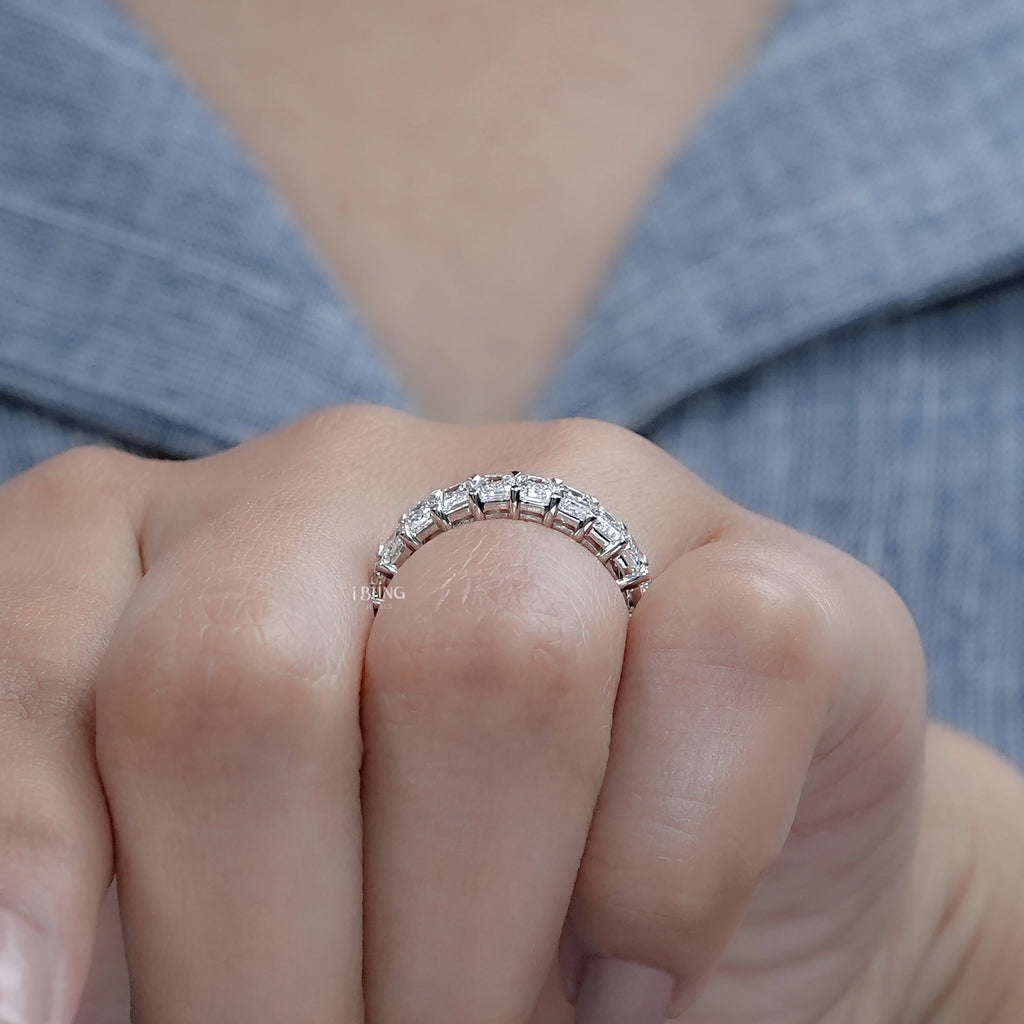 Emerald Cut Lab Diamond Full Eternity Band