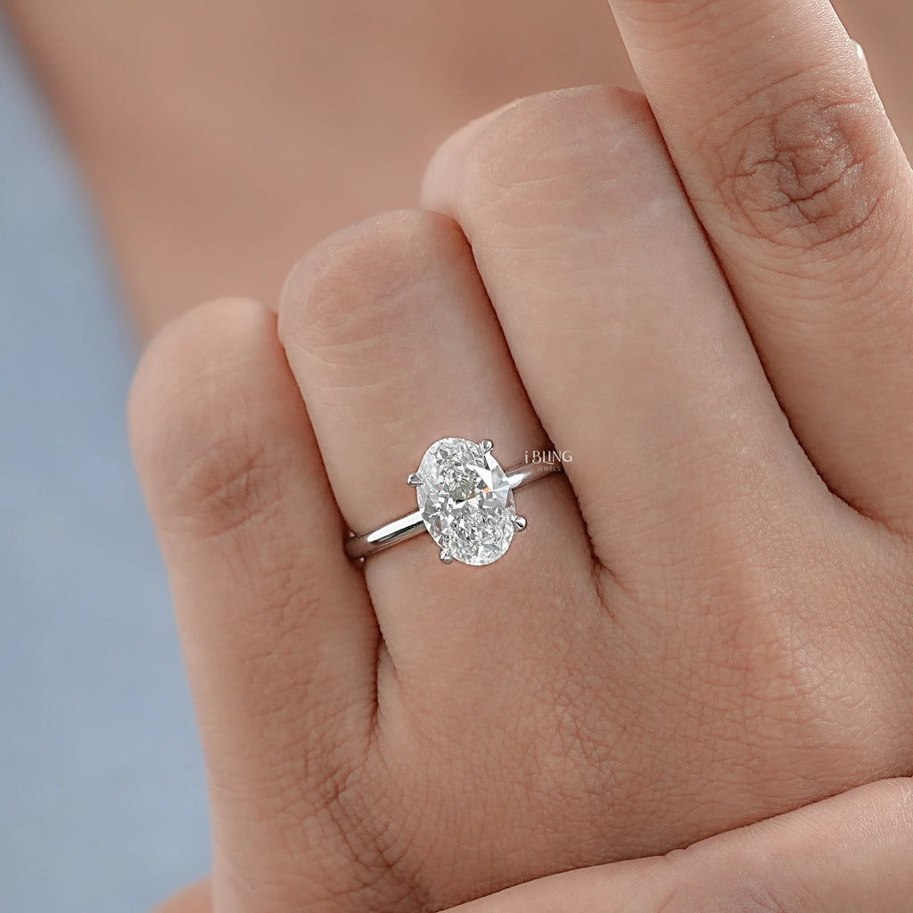 Oval Lab Diamond Solitaire Engagement Ring
