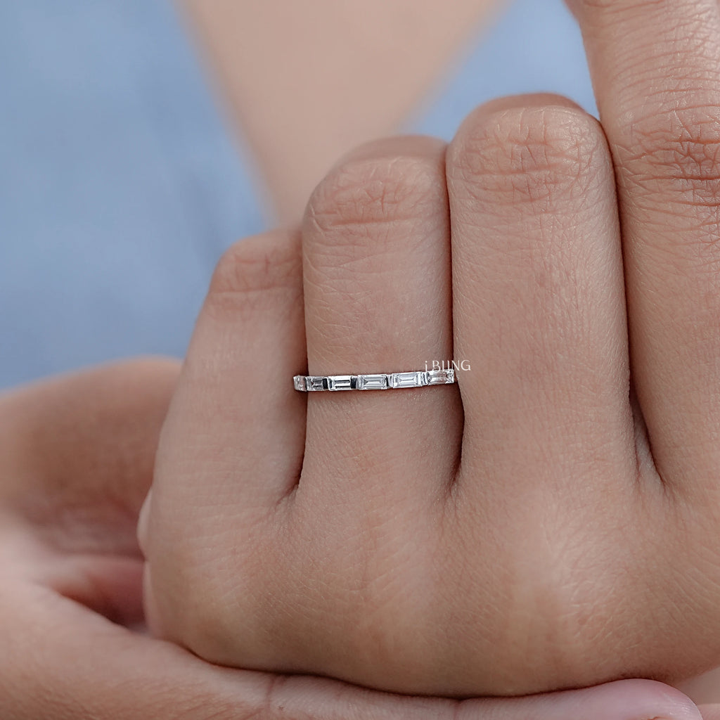 Baguette Cut Bar Set Eternity Wedding Band