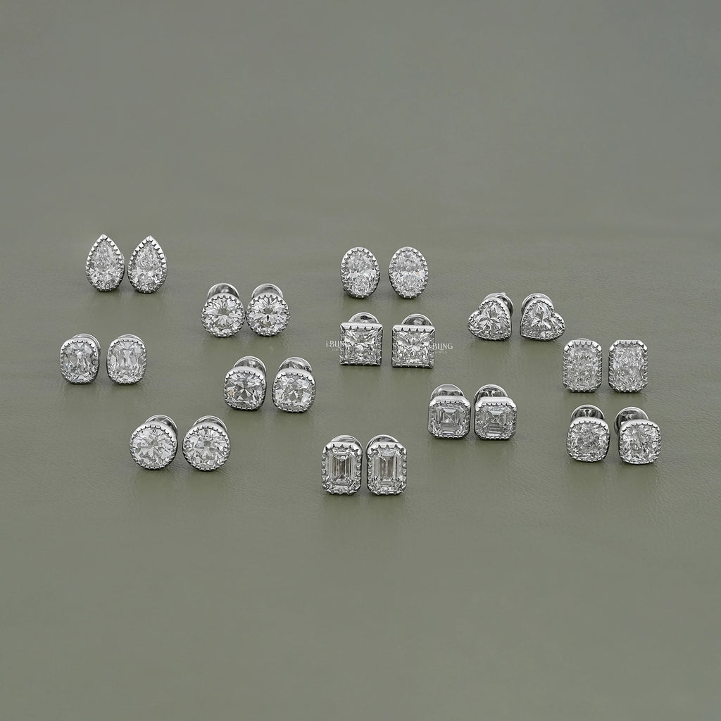 2 TCW Multi Shape Lab Diamond Stud Earrings