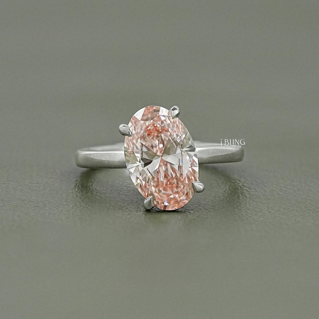 Fancy Vivid Pink Oval Diamond Engagement Ring