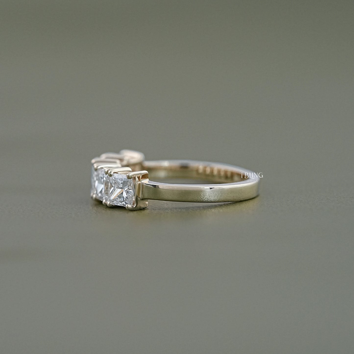 Five Stone Princess Lab Diamond Wedding Band