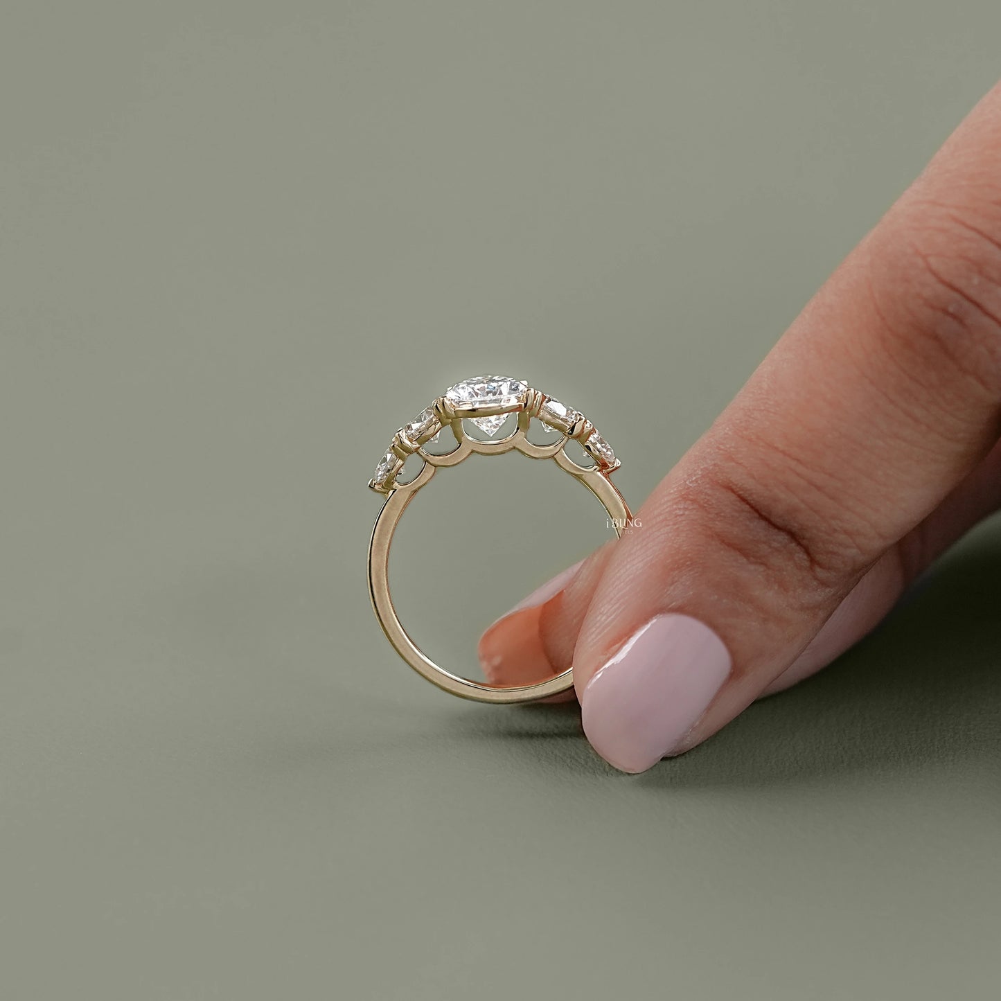 Pear And Round Cut Diamond Five Stone Engagement Ring 5 Stone Ring