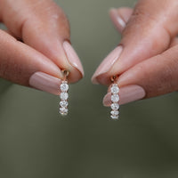 Five Stone Round Moissanite Huggie Hoop Earrings