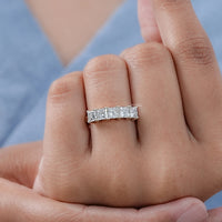 Five Stone Princess Lab Diamond Wedding Band