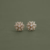 Tiny Round Cut Lab Diamond Floral Shape Stud Earrings