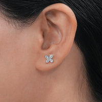 Marquise Lab Diamond Floral Stud Earrings