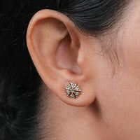 Tiny Round Cut Lab Diamond Floral Shape Stud Earrings
