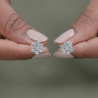 Round Lab Diamond Floral Stud Earrings