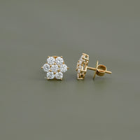 Round Lab Diamond Floral Stud Earrings