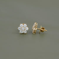 Round Lab Diamond Floral Stud Earrings