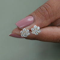 Round Cut Lab Diamond Floral Shape Stud Earrings