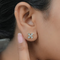 Pear Cut Lab Diamond Flower Shape Stud Earrings