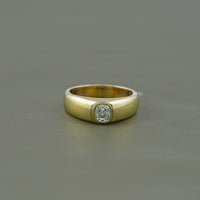 Flush Set Old Mine Cushion Cut Diamond Engagement Ring