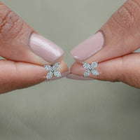 Marquise Lab Diamond Floral Stud Earrings