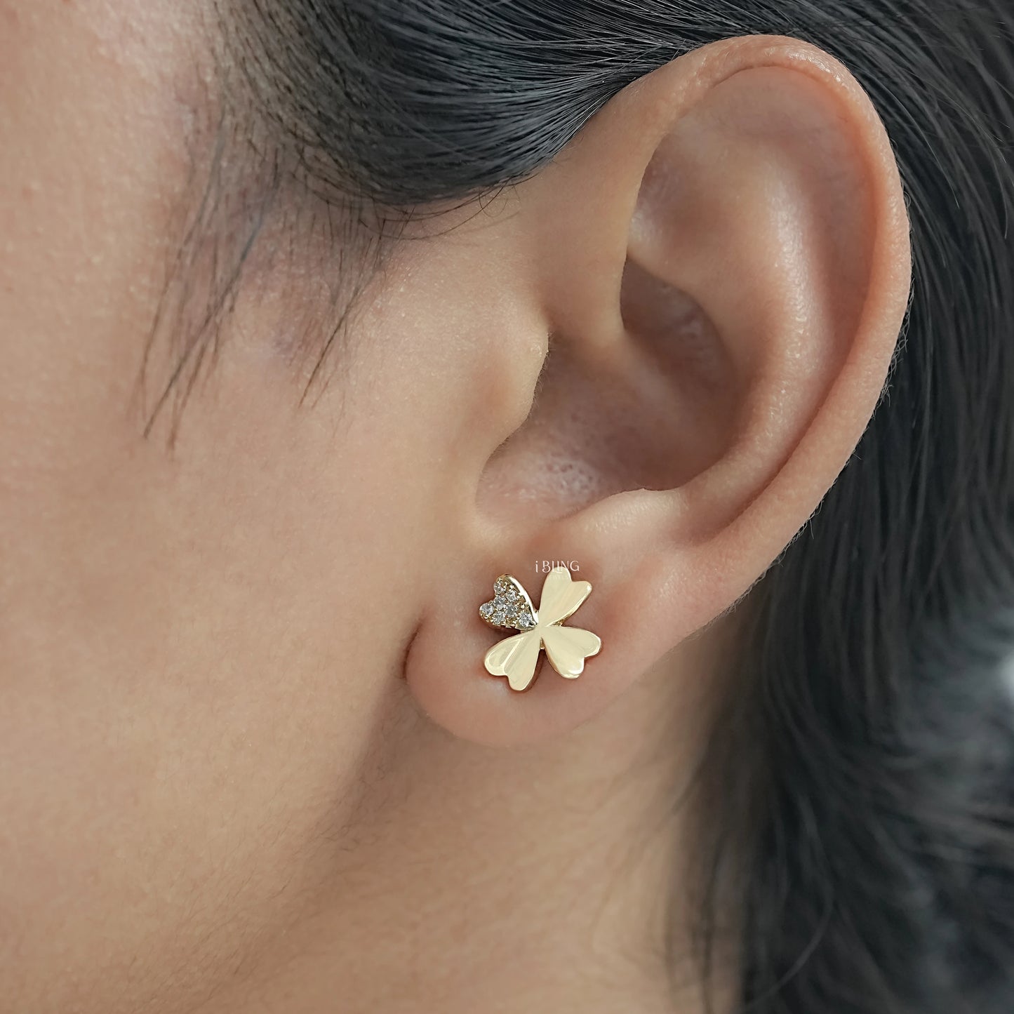 Lab Diamond 4 Leaf Clover Stud Earrings Stud