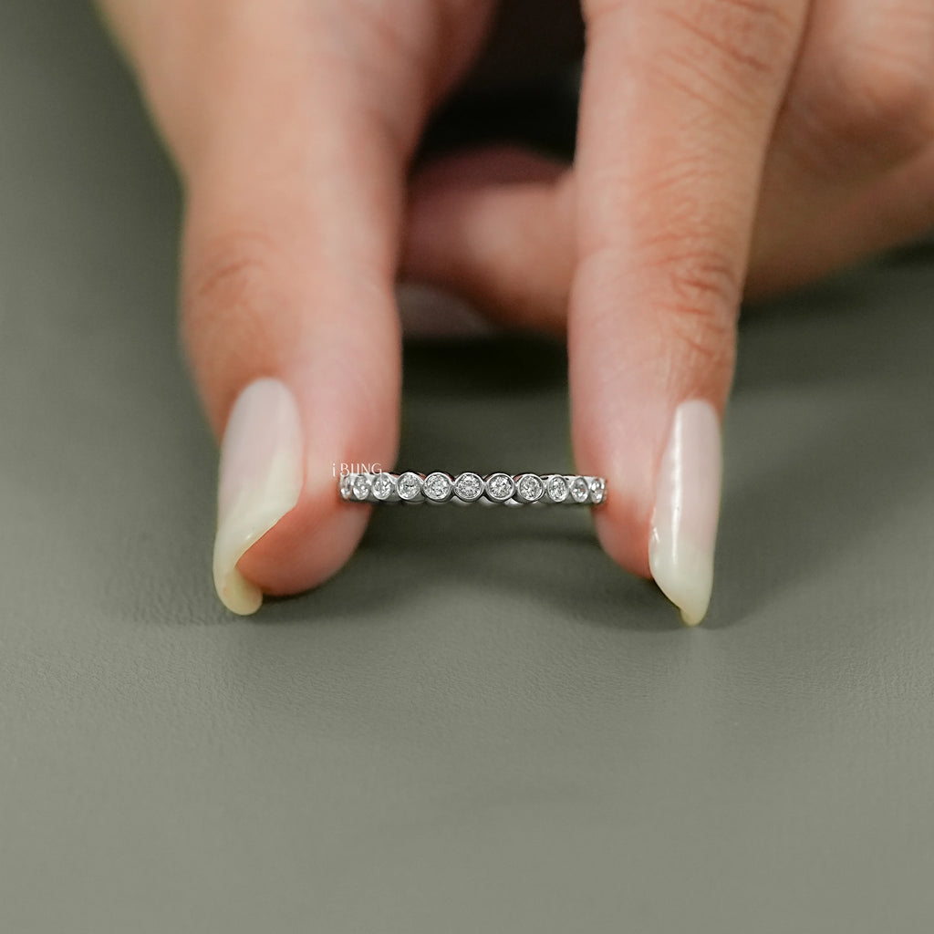 Bezel Set Round Cut Lab Diamond Wedding Band