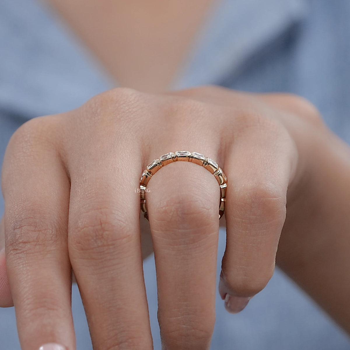 Radiant Cut Lab Grown Diamond Full Eternity Wedding Band