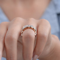 Emerald Cut Bezel Set Eternity Wedding Band