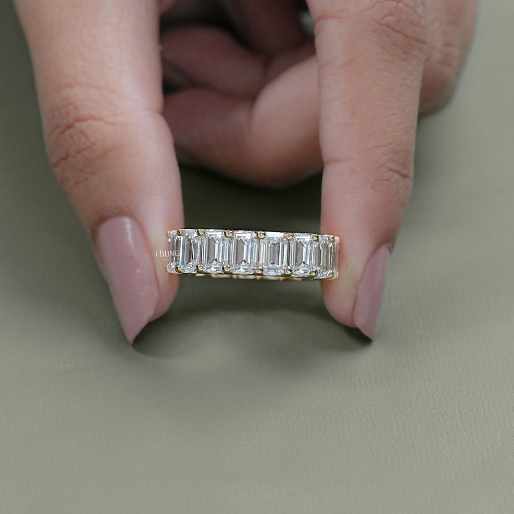 Emerald Cut Lab Diamond Full Eternity Band