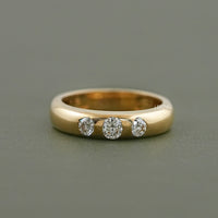 Three Stone Round Cut Flush Set Wedding Band