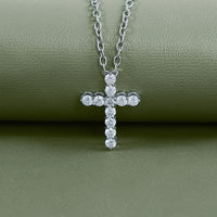 Round Lab Diamond Cross Necklace