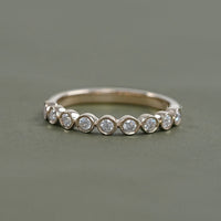 Round Lab Diamond Half Eternity Wedding Band