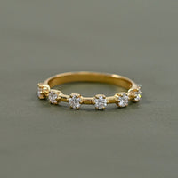 Round Diamond Six Prong Half Eternity Wedding Band