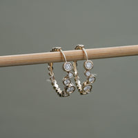 Round Lab Diamond Bezel Set Hoop Earrings