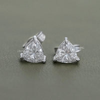 Trillion Lab Diamond Hidden Halo Stud Earrings