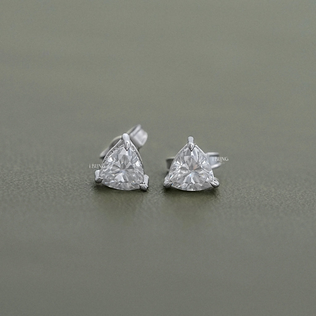 Trillion Lab Diamond Hidden Halo Stud Earrings