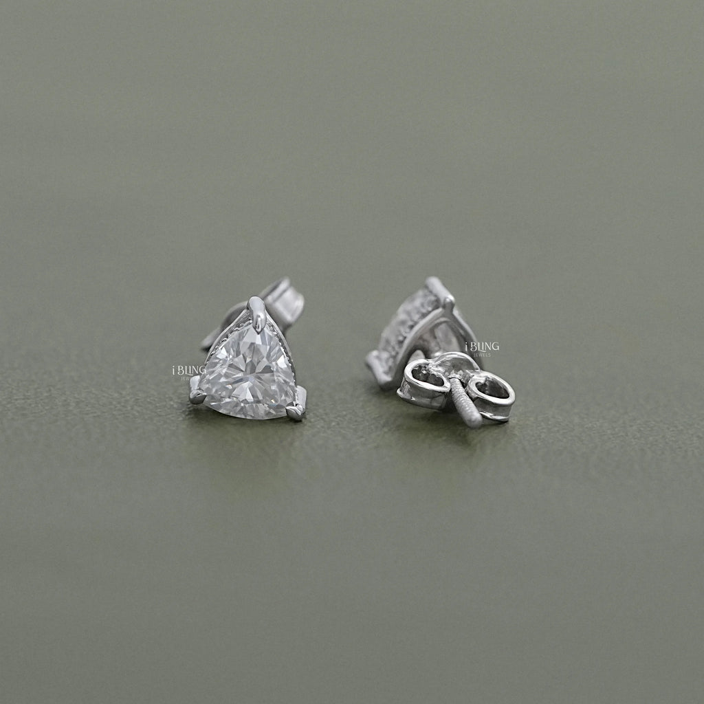 Trillion Lab Diamond Hidden Halo Stud Earrings