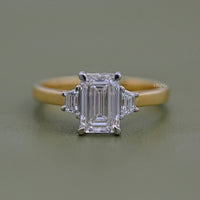 Three Stone Emerald Cut Engagement Ring