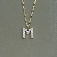 Round Cut Lab Grown Diamond Initial Charm Pendant