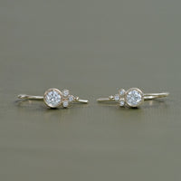 Round Diamond Bezel Set Wire Earrings