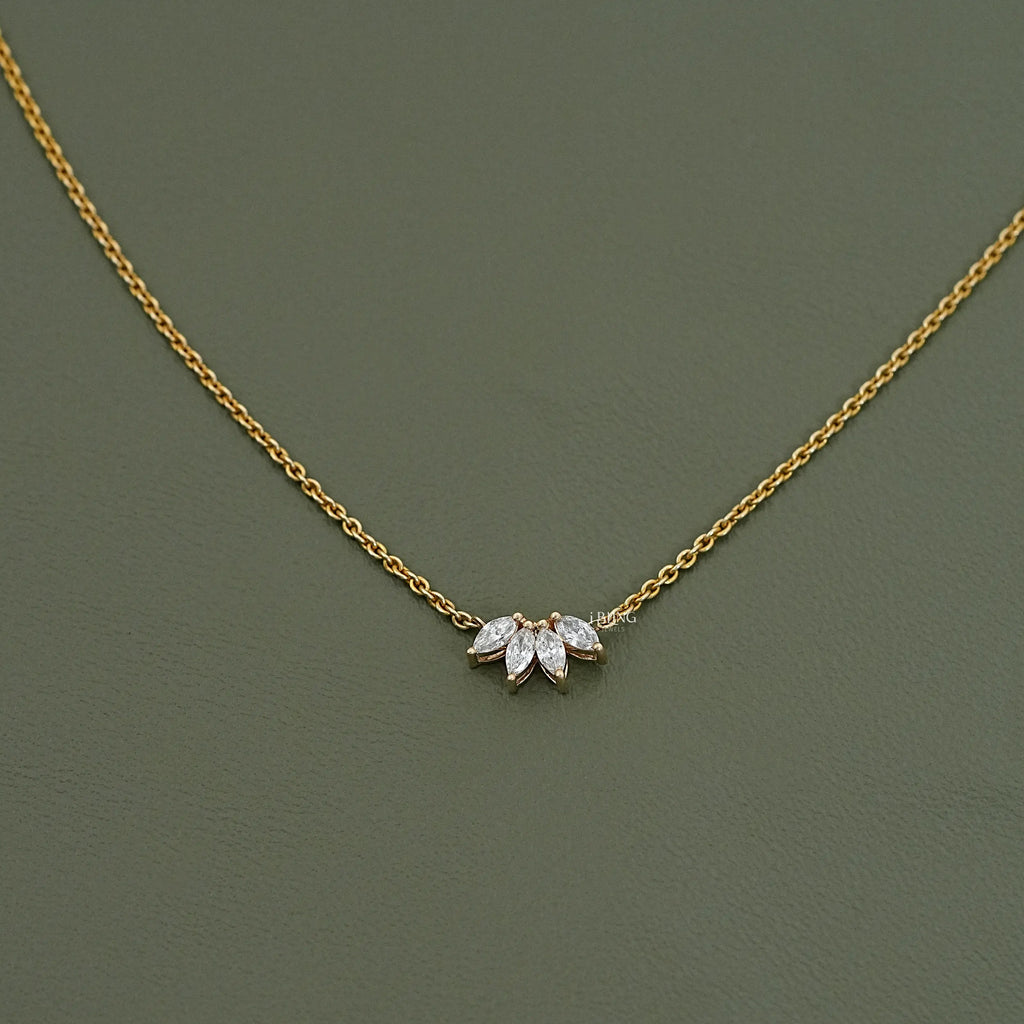 Marquise Cut Diamond Flower Petal Bridesmaid Necklace