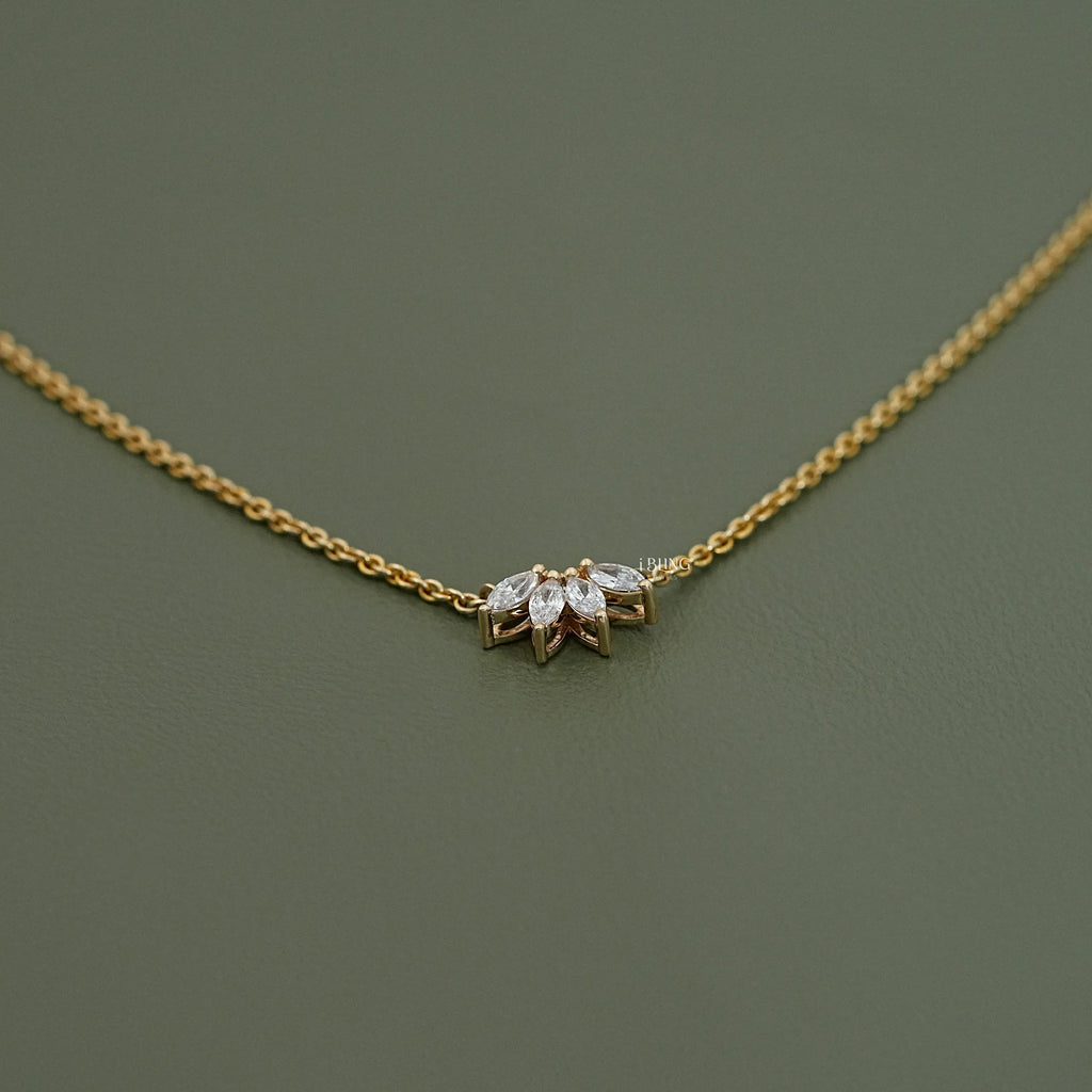 Marquise Cut Diamond Flower Petal Bridesmaid Necklace