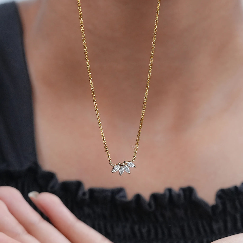 Marquise Cut Diamond Flower Petal Bridesmaid Necklace