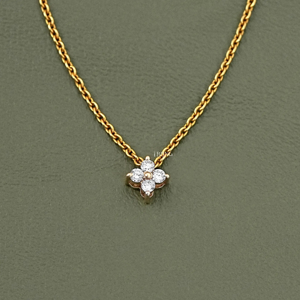 Round Cut Lab Grown Diamond Dainty Flower Pendant