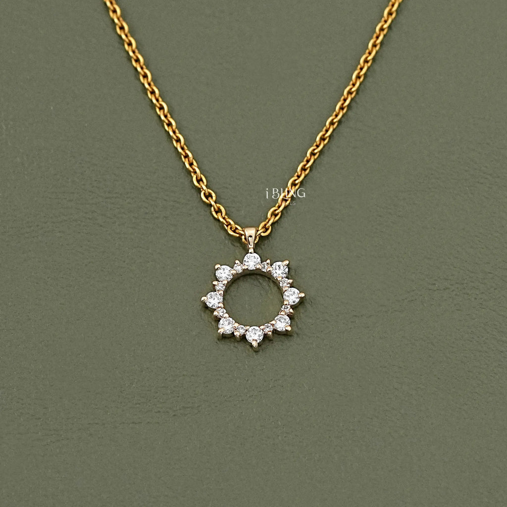 Round Cut Lab Diamond Open Circle Necklace
