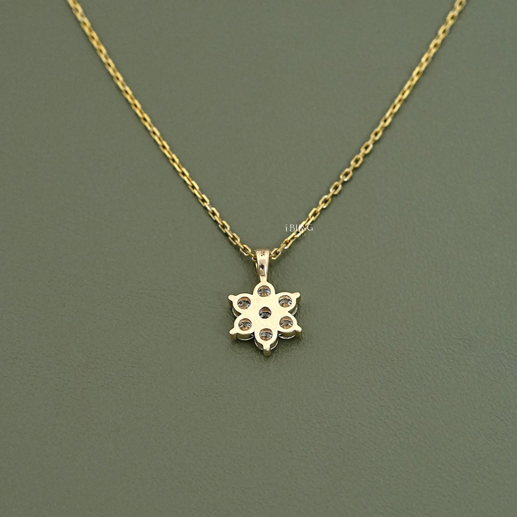 Round Cut Lab Diamond Dainty Flower Necklace